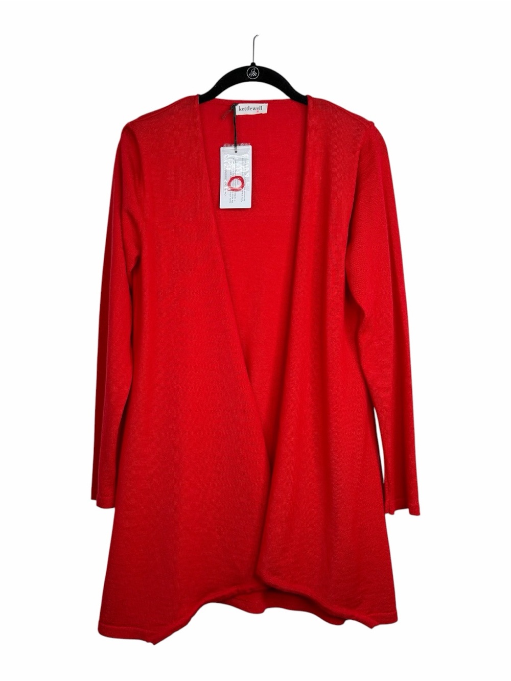 Kettlewell NWT Merino Wool Red Knit Open Front Cardigan Long Sleeves Sweater M